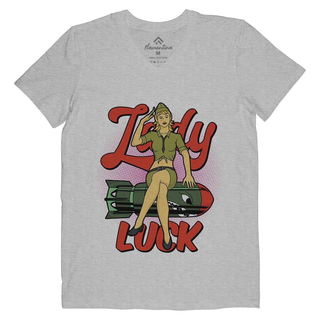 Girl Mens V-Neck T-Shirt Army C842