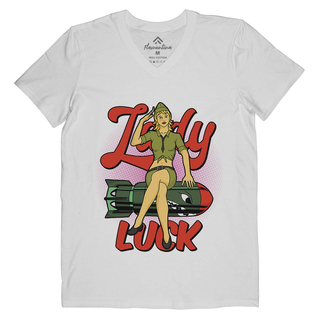 Girl Mens V-Neck T-Shirt Army C842
