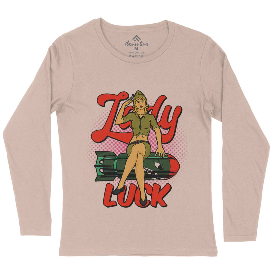 Girl Womens Long Sleeve T-Shirt Army C842