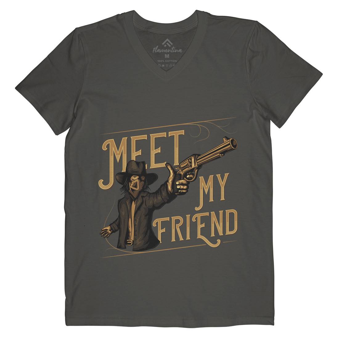 Gunman Mens V-Neck T-Shirt American C844