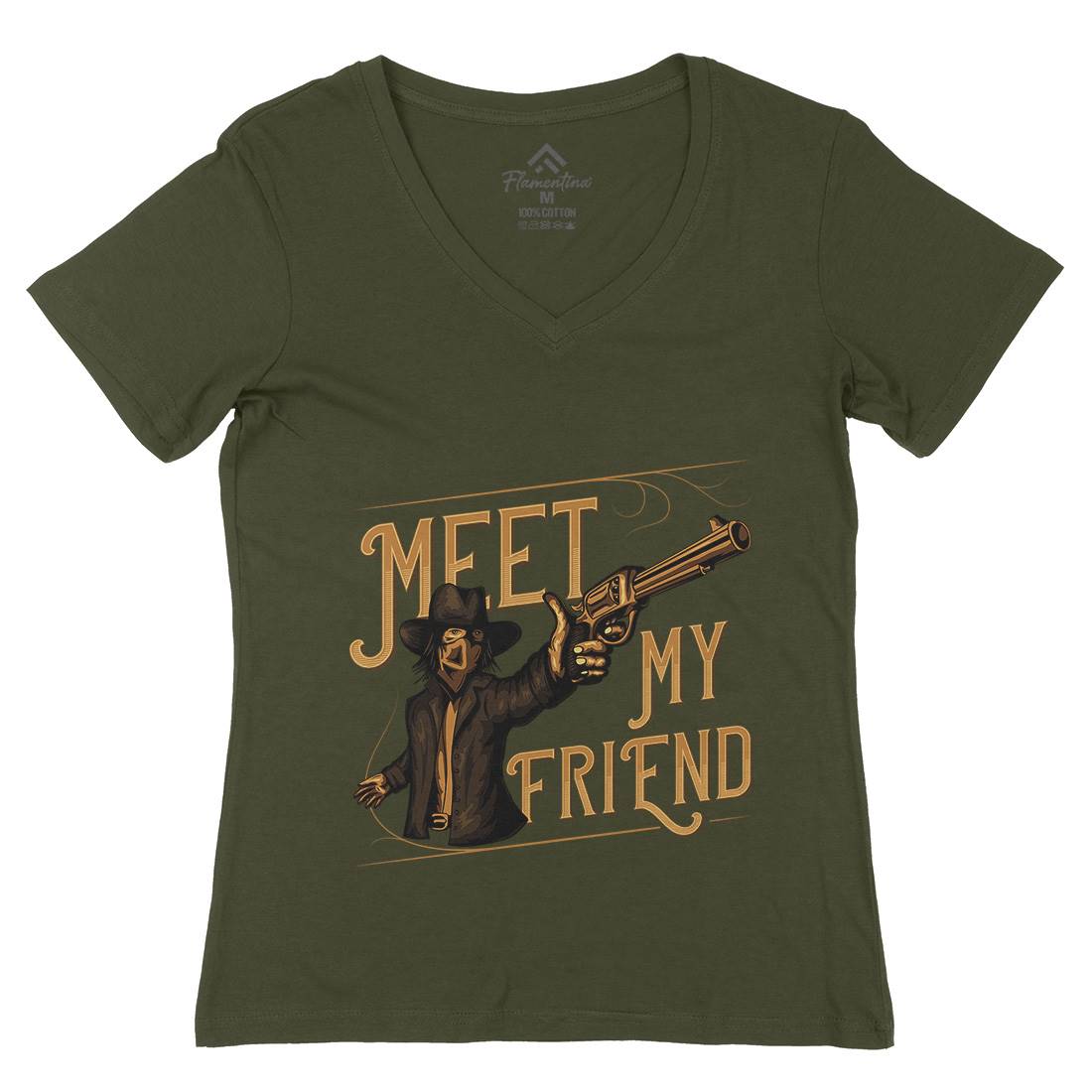 Gunman Womens Organic V-Neck T-Shirt American C844