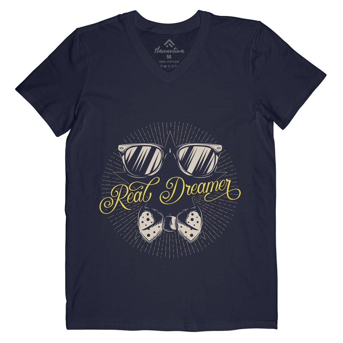 Real Dreamer Mens Organic V-Neck T-Shirt Barber C848