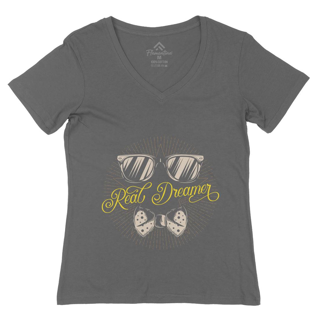 Real Dreamer Womens Organic V-Neck T-Shirt Barber C848