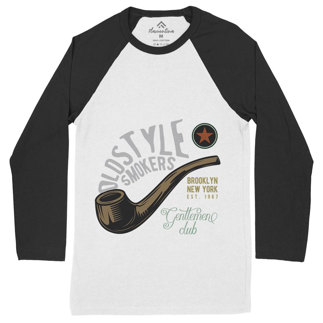 Oldstyle Smokers Mens Long Sleeve Baseball T-Shirt Barber C849