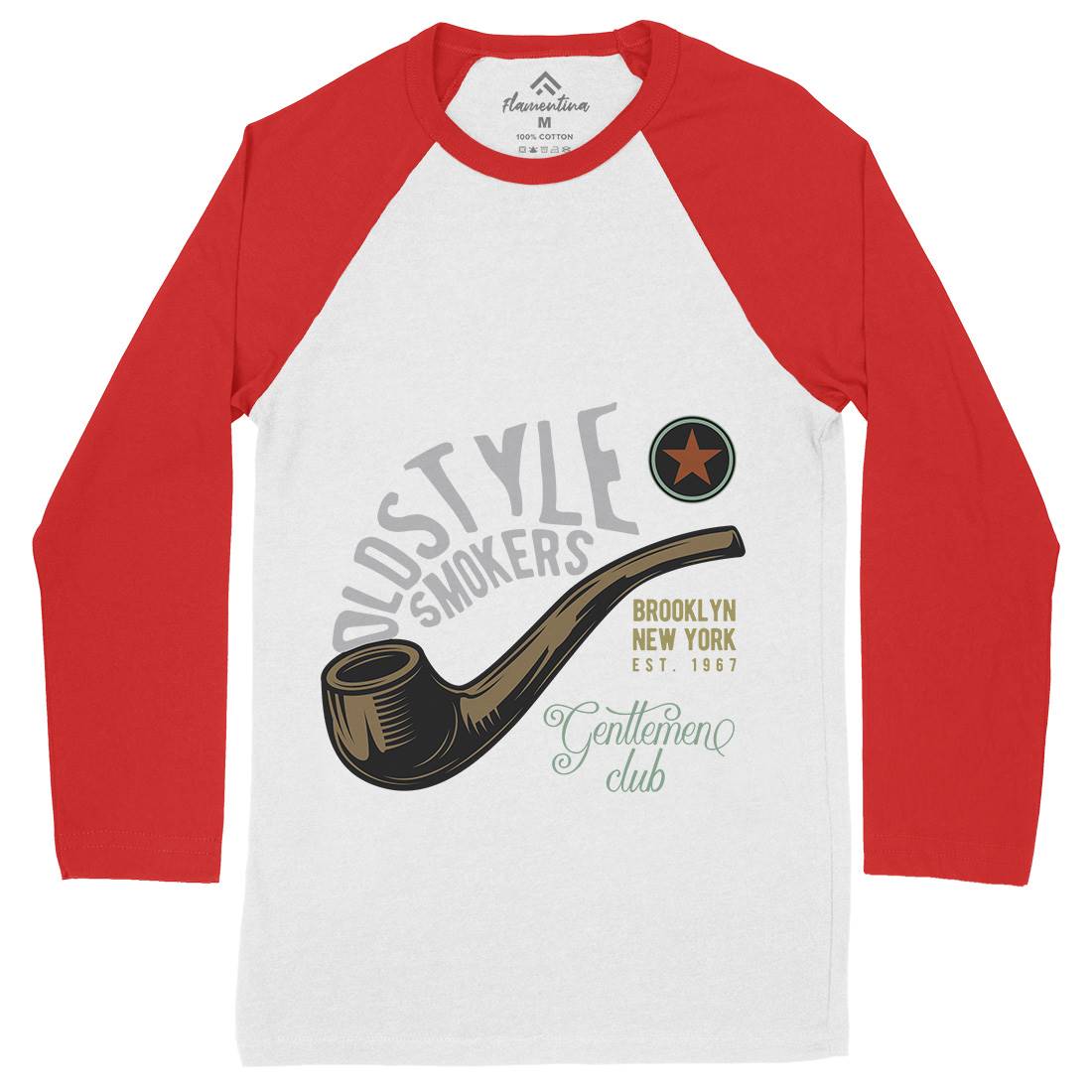 Oldstyle Smokers Mens Long Sleeve Baseball T-Shirt Barber C849