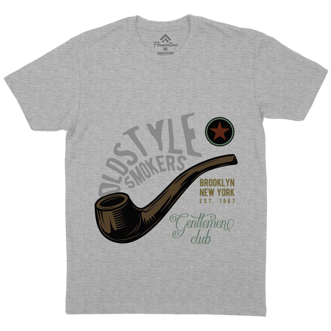 Oldstyle Smokers Mens Organic Crew Neck T-Shirt Barber C849