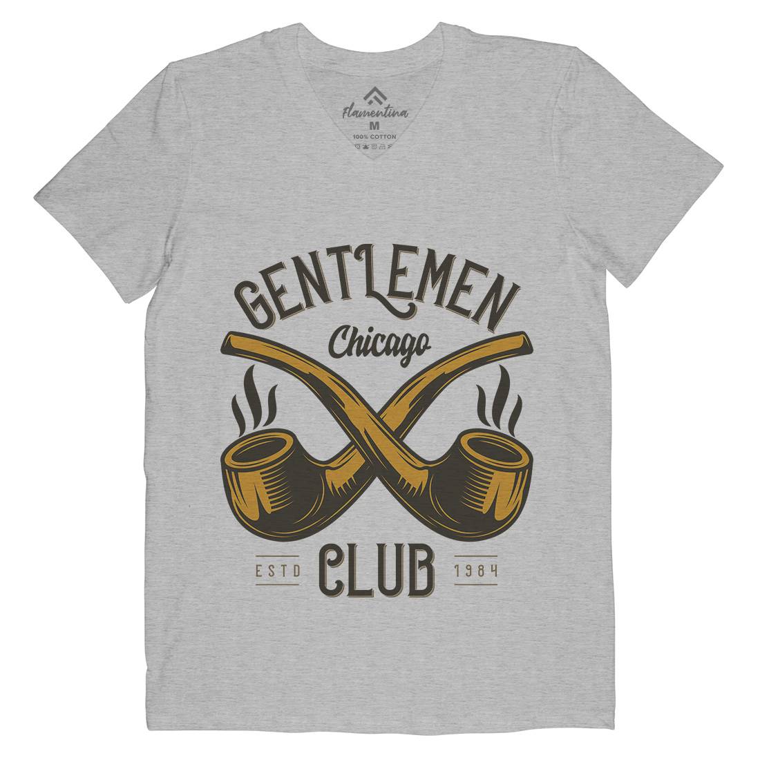 Gentlemen Club Mens V-Neck T-Shirt Barber C850