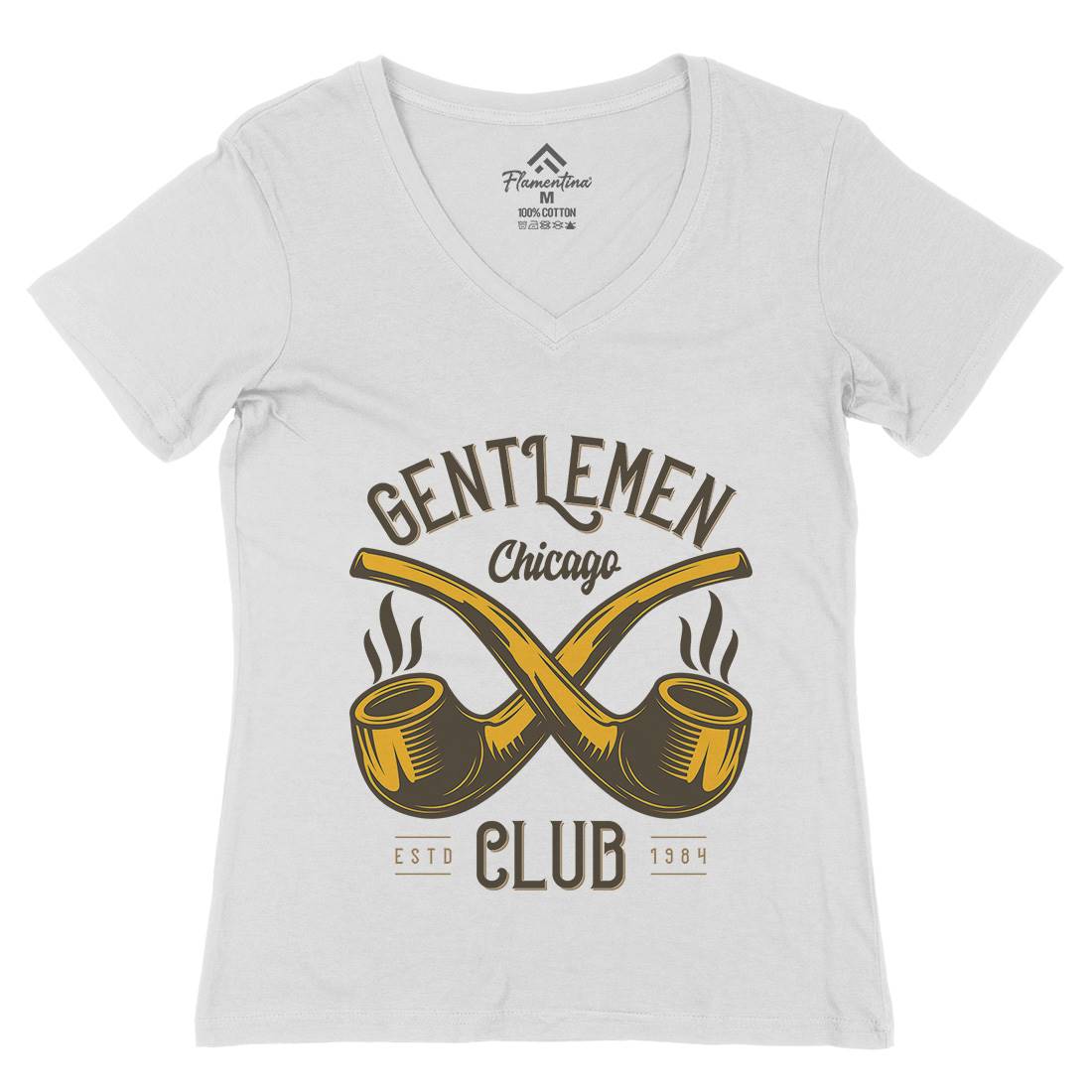 Gentlemen Club Womens Organic V-Neck T-Shirt Barber C850