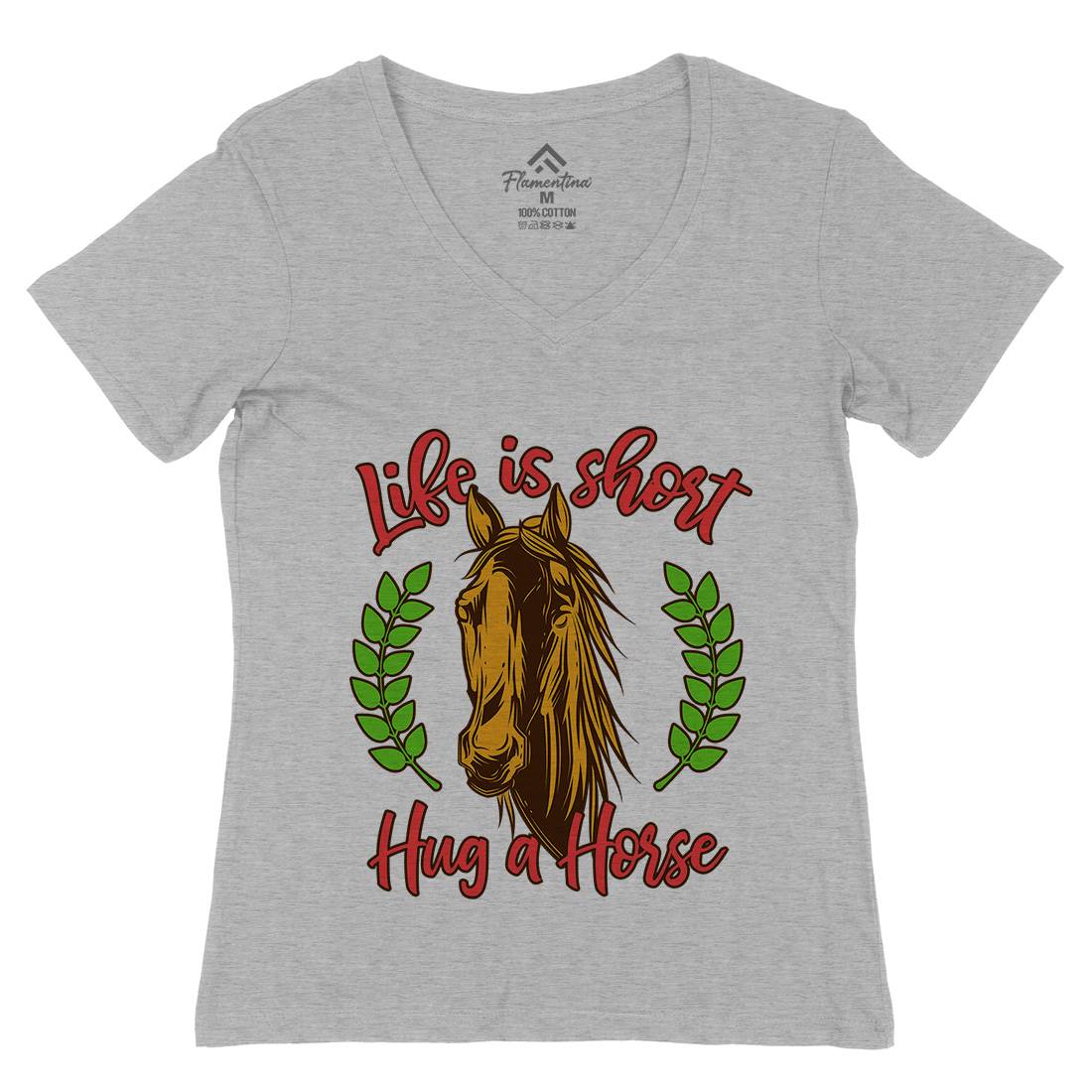 Life Is Short Womens Organic V-Neck T-Shirt Animals C853