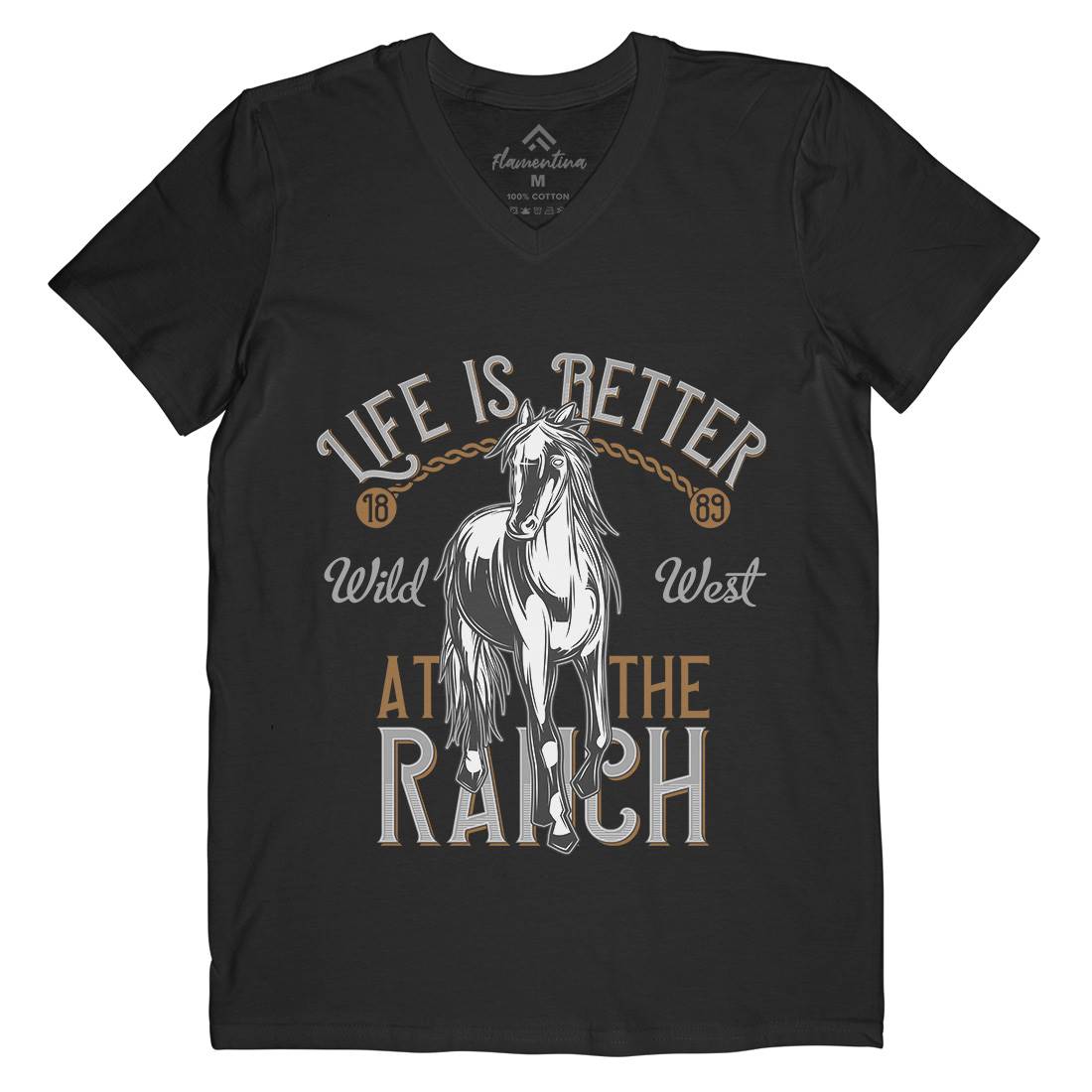 Life Is Better Mens Organic V-Neck T-Shirt Animals C855