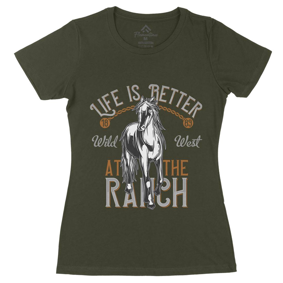 Life Is Better Womens Organic Crew Neck T-Shirt Animals C855