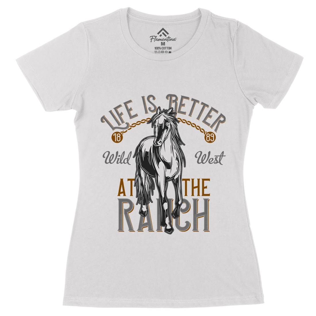 Life Is Better Womens Organic Crew Neck T-Shirt Animals C855