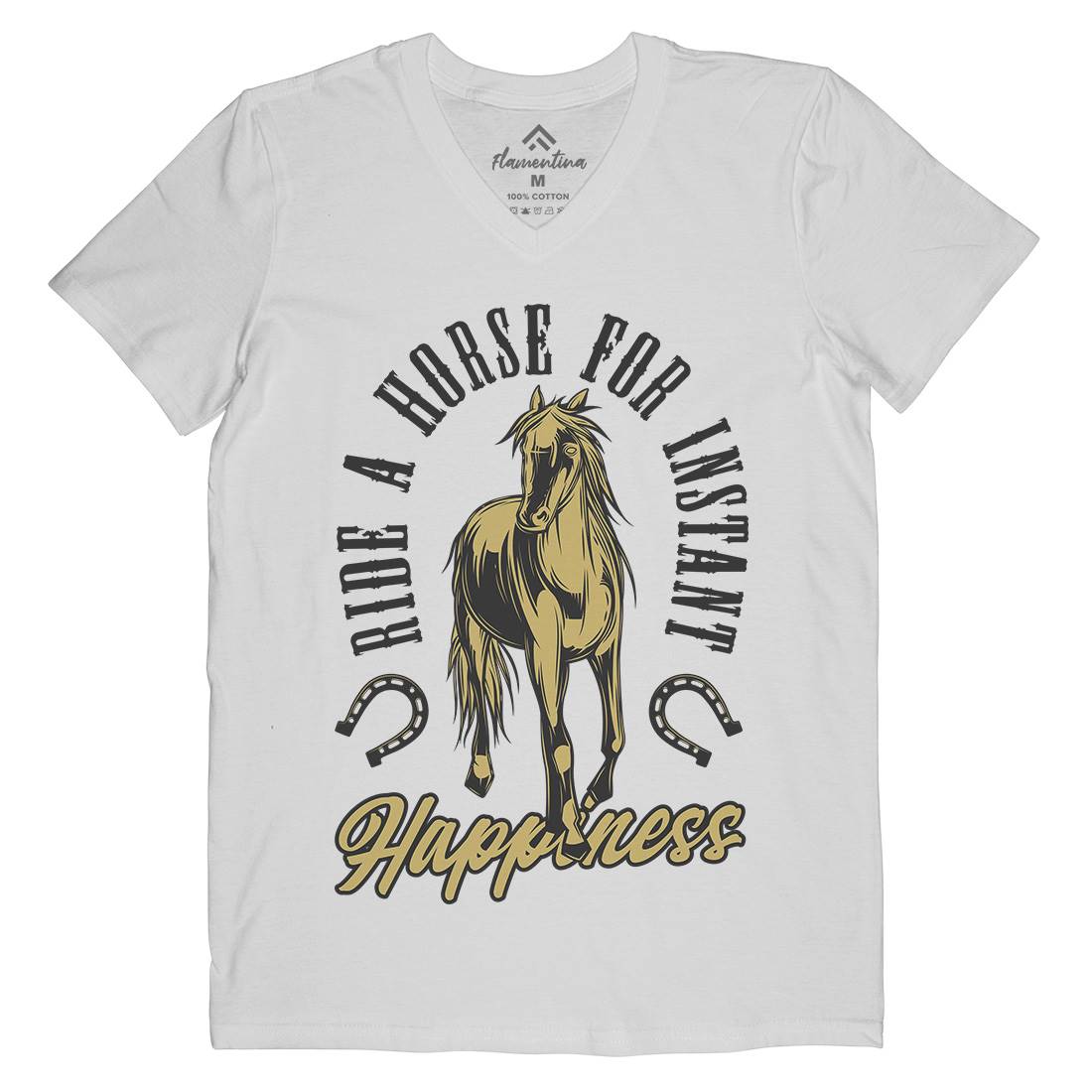 Happiness Mens Organic V-Neck T-Shirt Animals C856