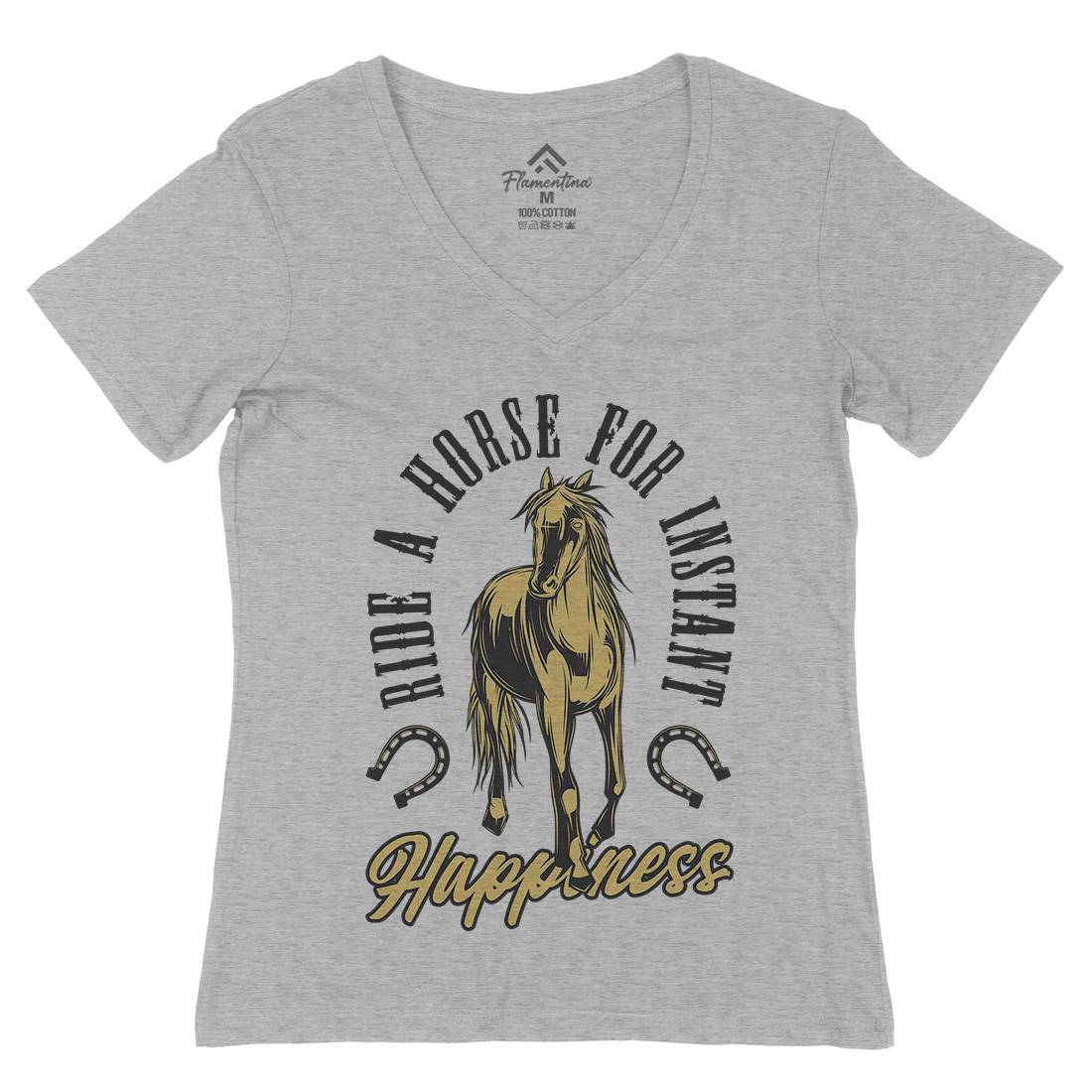 Happiness Womens Organic V-Neck T-Shirt Animals C856