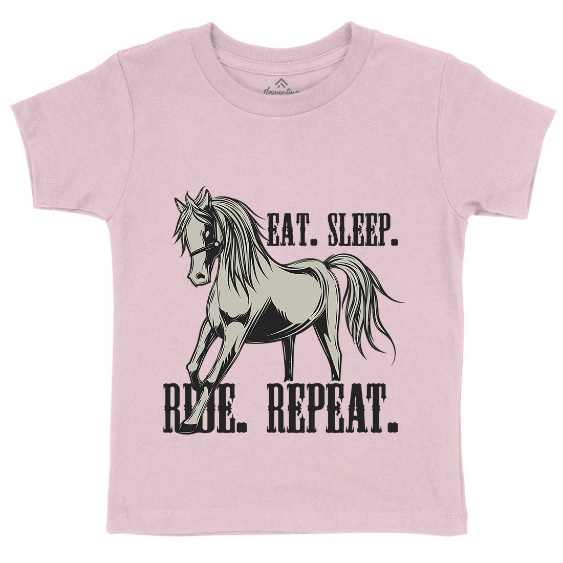 Eat Sleep Ride Kids Crew Neck T-Shirt Animals C857