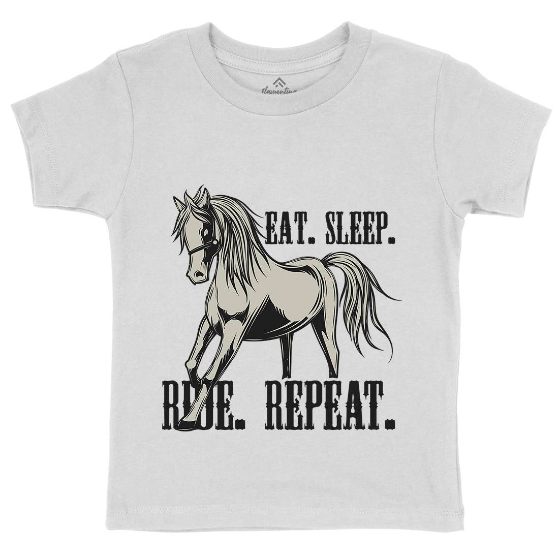 Eat Sleep Ride Kids Organic Crew Neck T-Shirt Animals C857