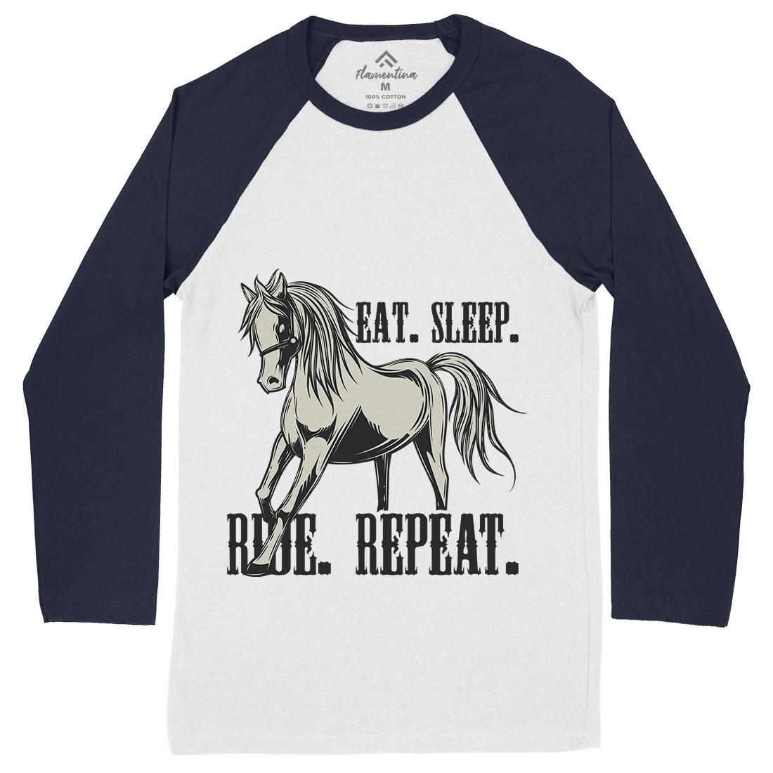 Eat Sleep Ride Mens Long Sleeve Baseball T-Shirt Animals C857