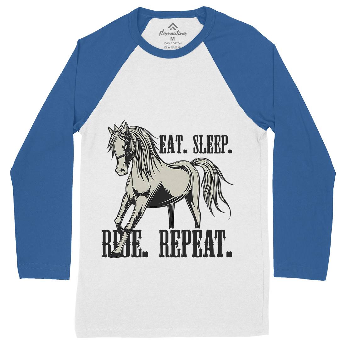 Eat Sleep Ride Mens Long Sleeve Baseball T-Shirt Animals C857