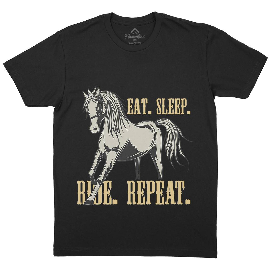 Eat Sleep Ride Mens Organic Crew Neck T-Shirt Animals C857