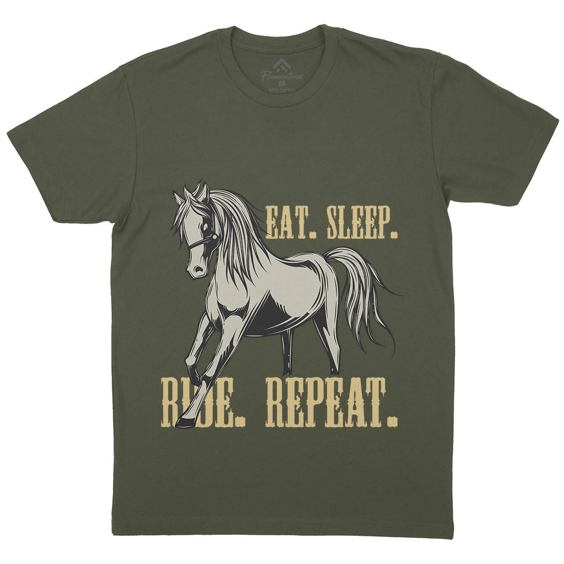 Eat Sleep Ride Mens Organic Crew Neck T-Shirt Animals C857