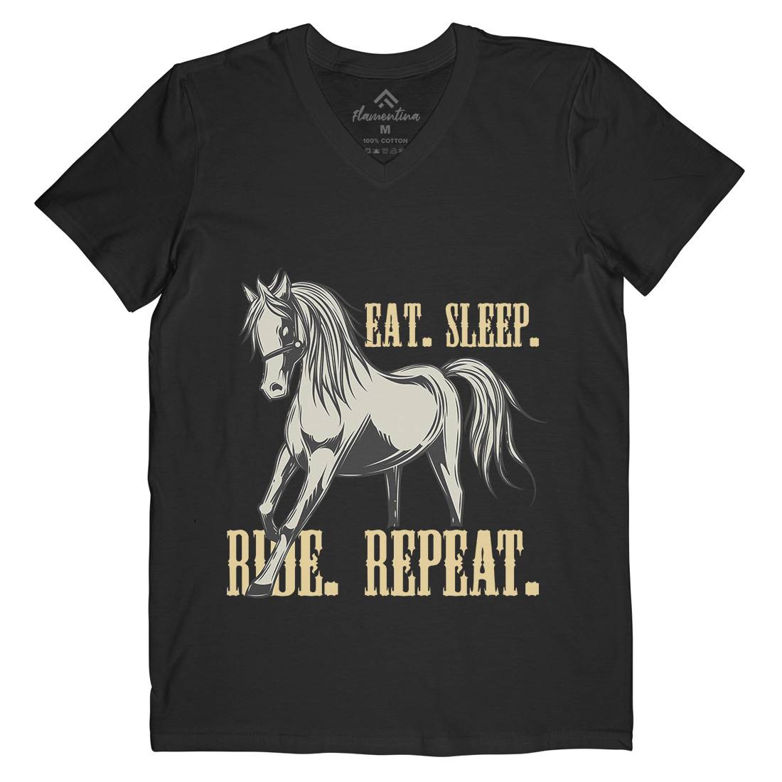 Eat Sleep Ride Mens Organic V-Neck T-Shirt Animals C857