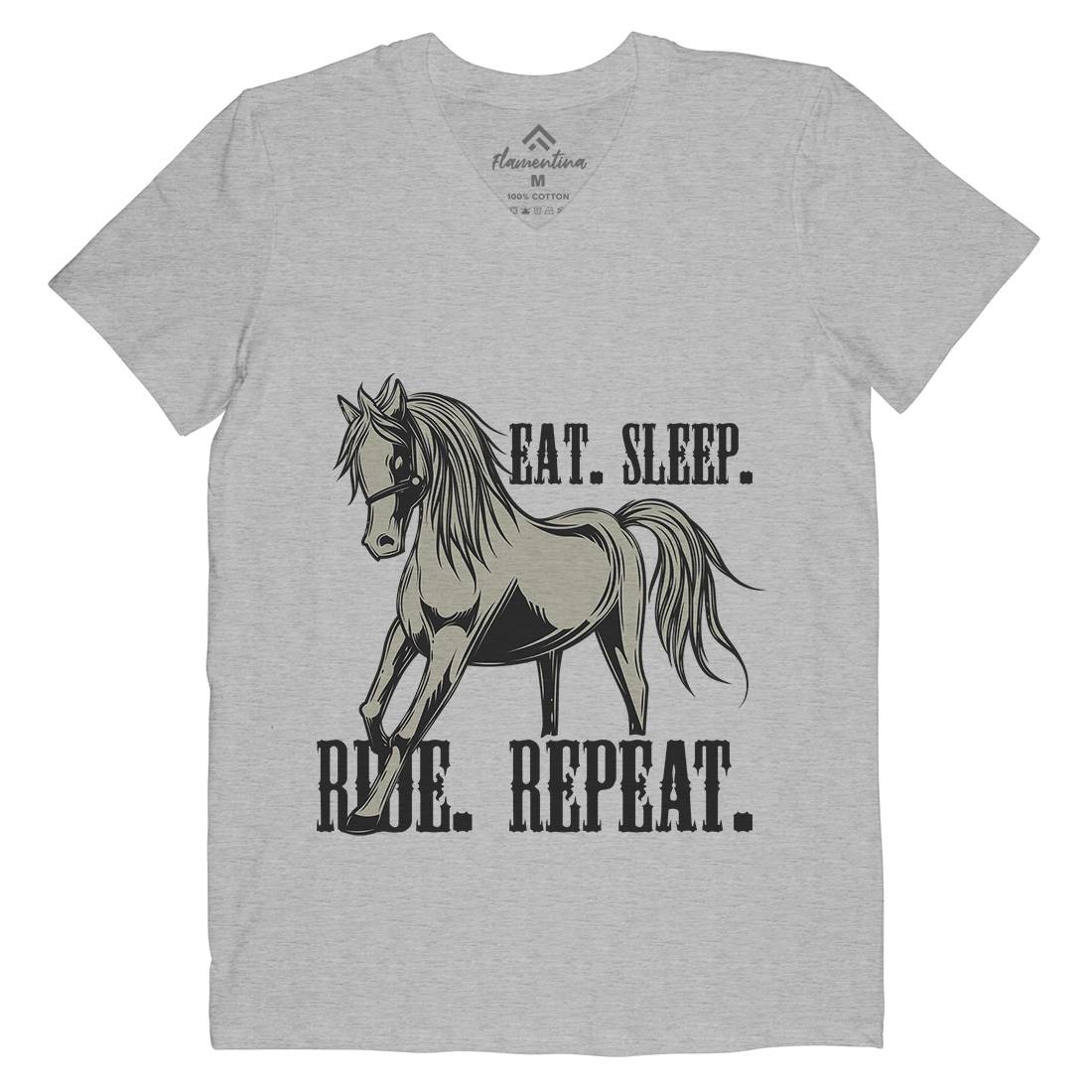 Eat Sleep Ride Mens V-Neck T-Shirt Animals C857