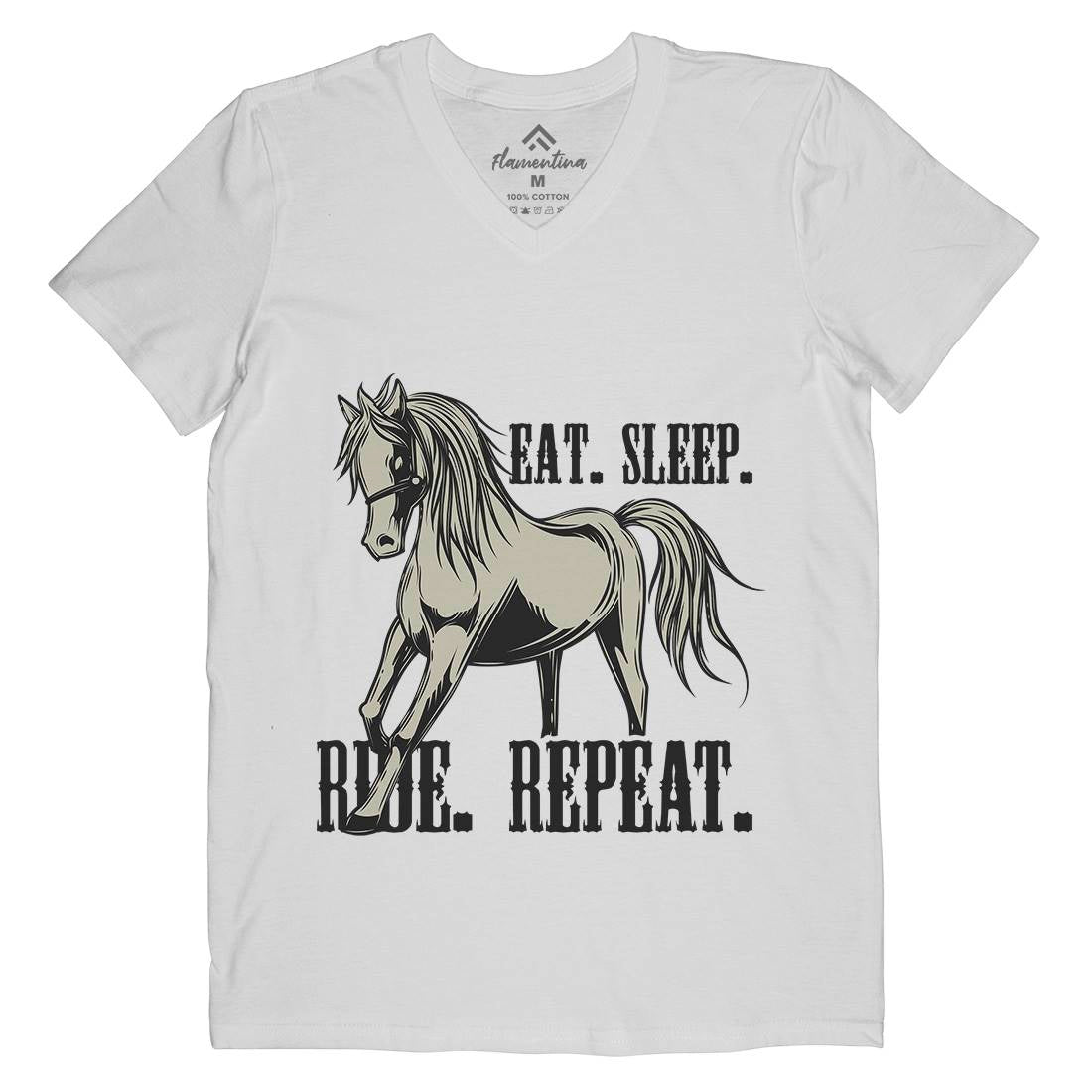 Eat Sleep Ride Mens V-Neck T-Shirt Animals C857