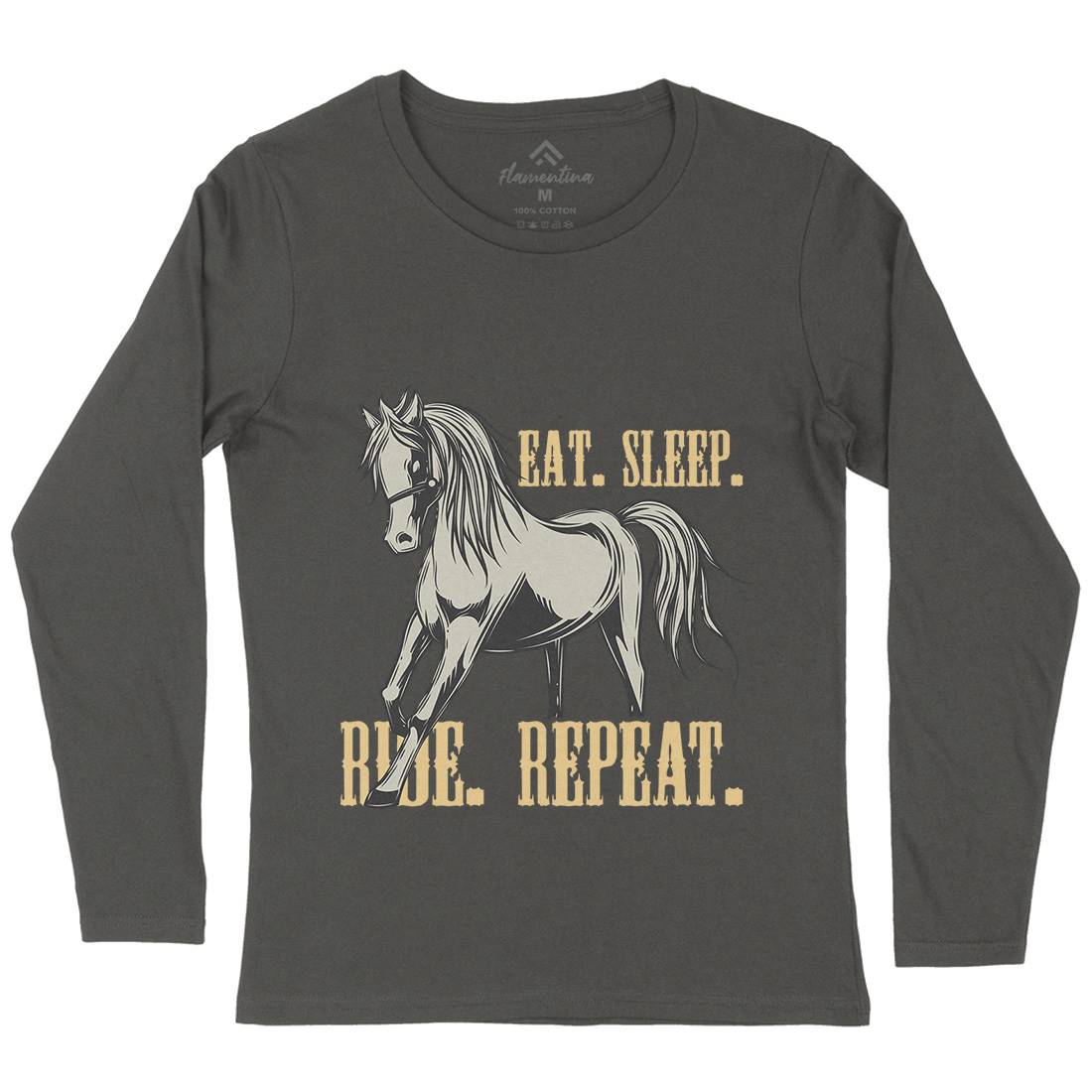 Eat Sleep Ride Womens Long Sleeve T-Shirt Animals C857