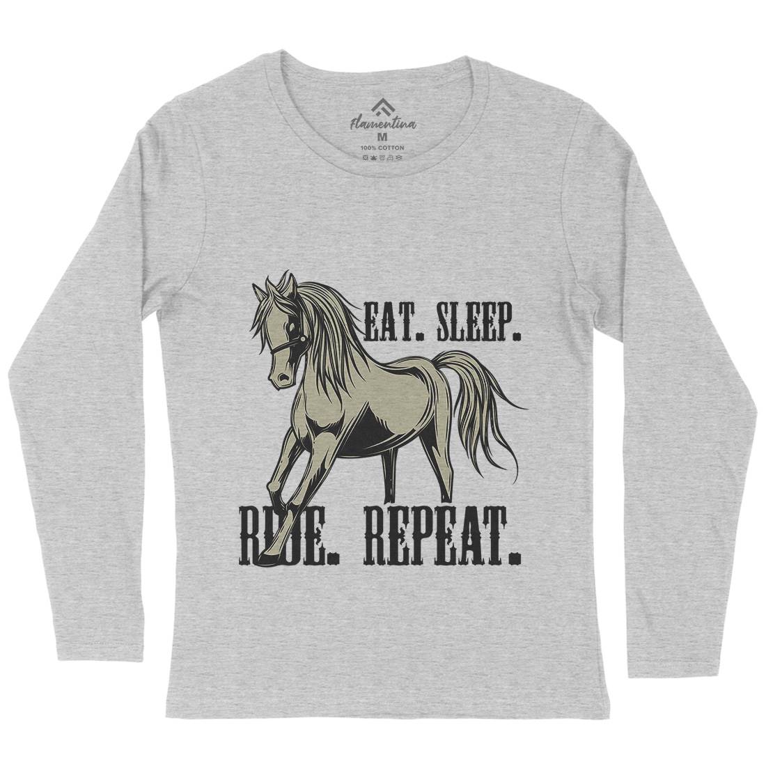 Eat Sleep Ride Womens Long Sleeve T-Shirt Animals C857