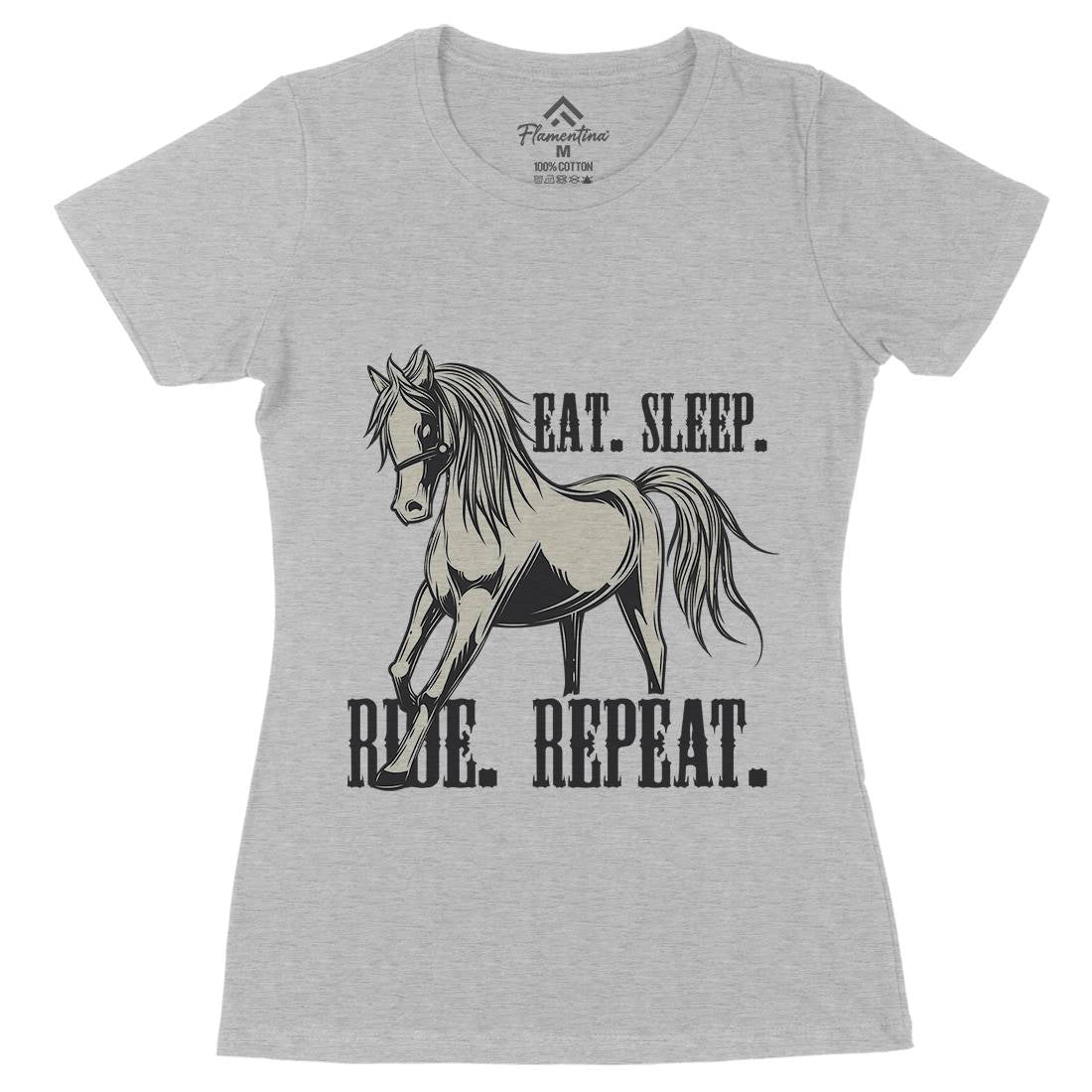 Eat Sleep Ride Womens Organic Crew Neck T-Shirt Animals C857