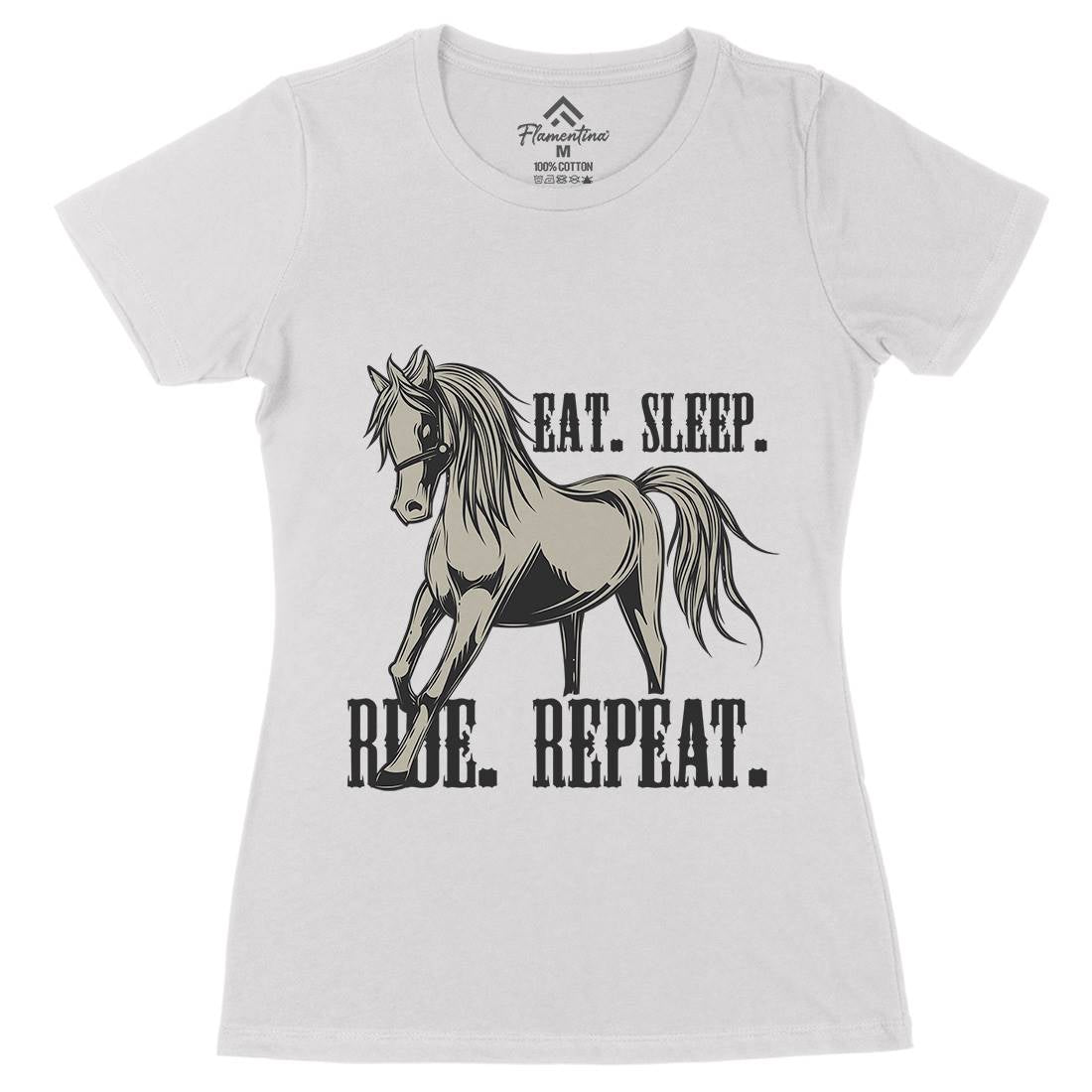 Eat Sleep Ride Womens Organic Crew Neck T-Shirt Animals C857