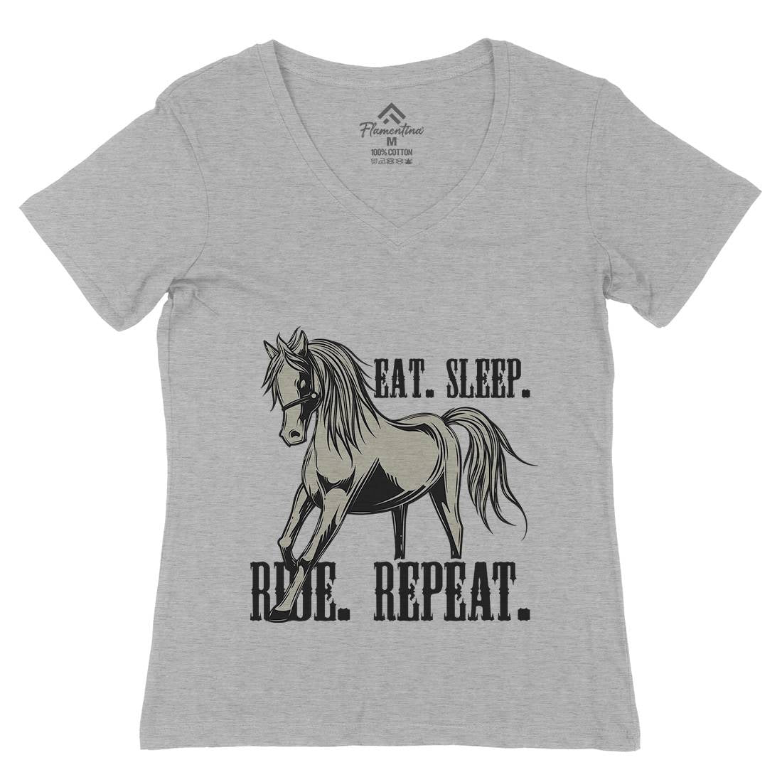 Eat Sleep Ride Womens Organic V-Neck T-Shirt Animals C857