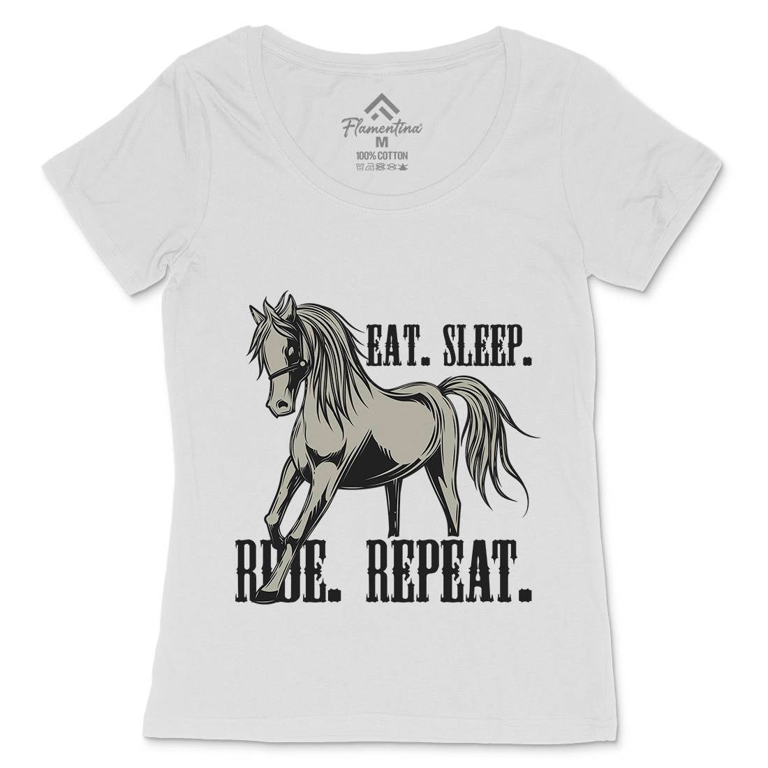 Eat Sleep Ride Womens Scoop Neck T-Shirt Animals C857