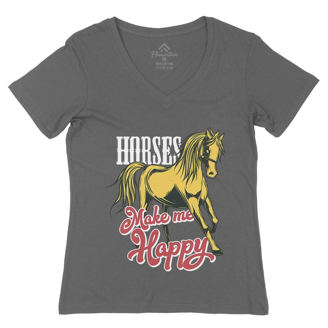 Happy Womens Organic V-Neck T-Shirt Animals C858