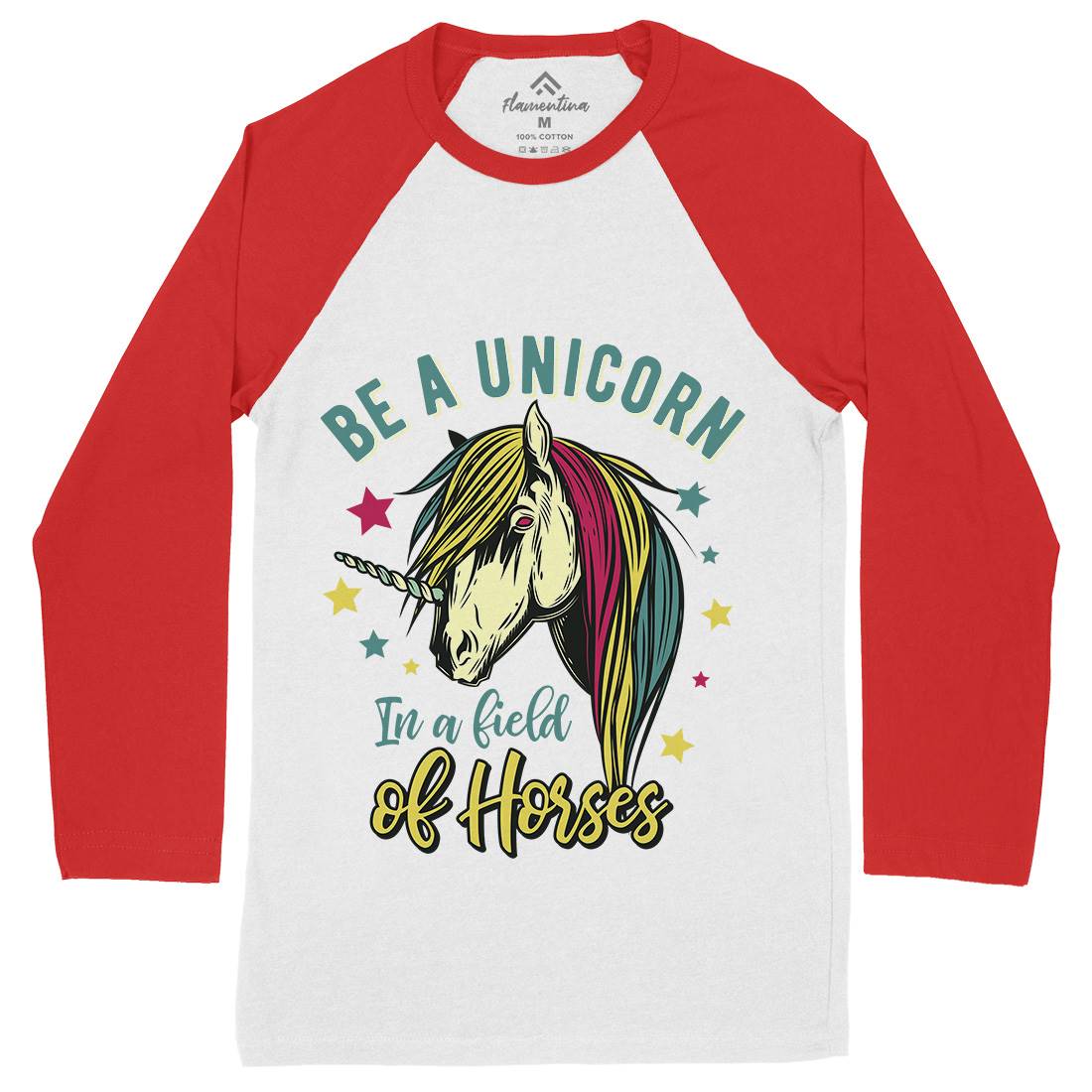 Unicorn Mens Long Sleeve Baseball T-Shirt Animals C860