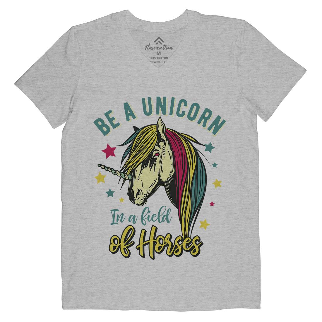 Unicorn Mens Organic V-Neck T-Shirt Animals C860