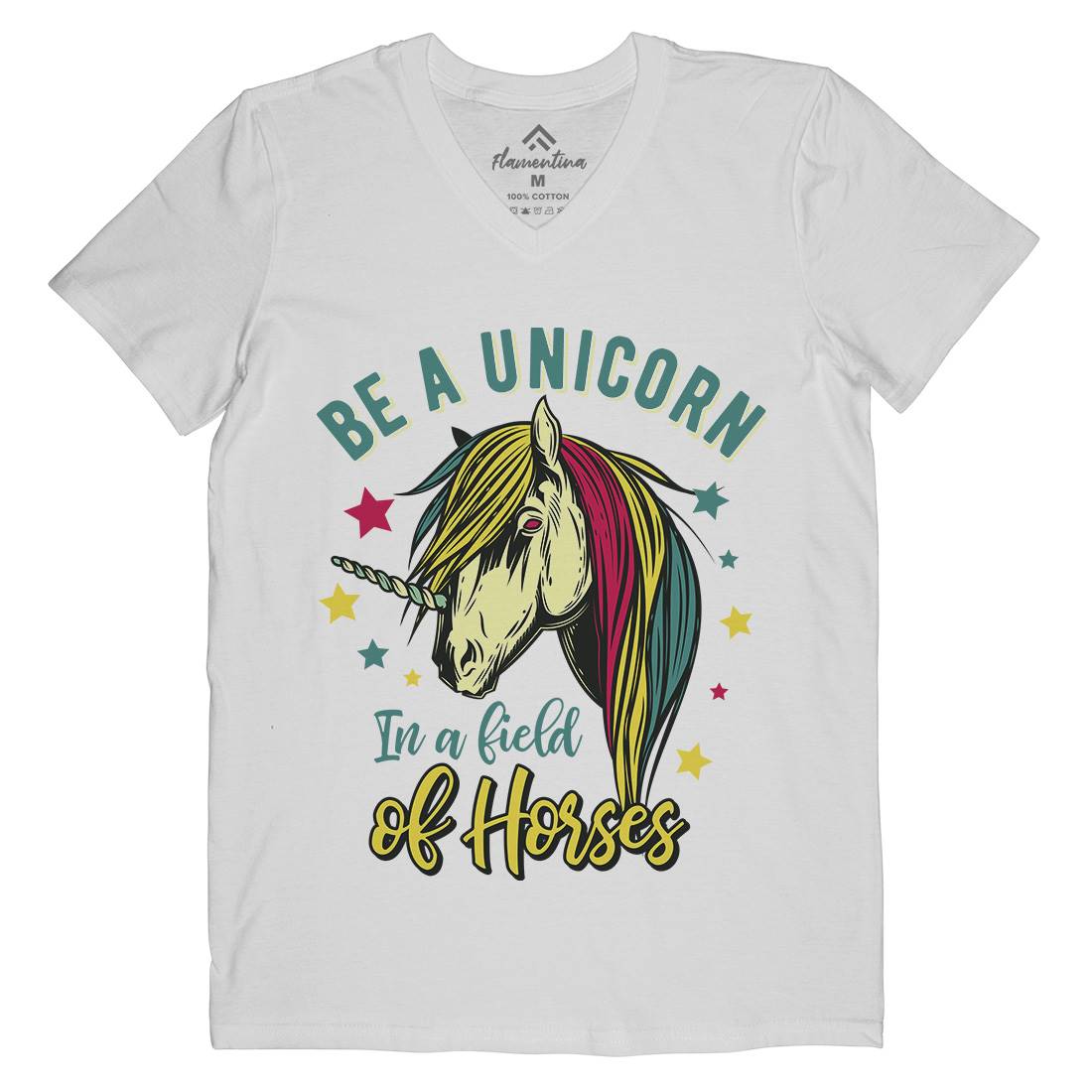 Unicorn Mens Organic V-Neck T-Shirt Animals C860