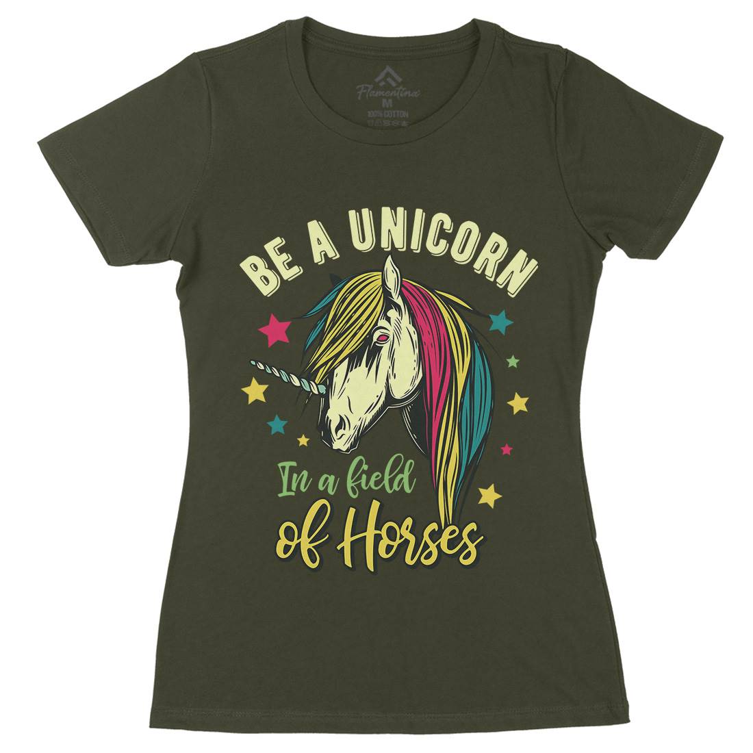 Unicorn Womens Organic Crew Neck T-Shirt Animals C860