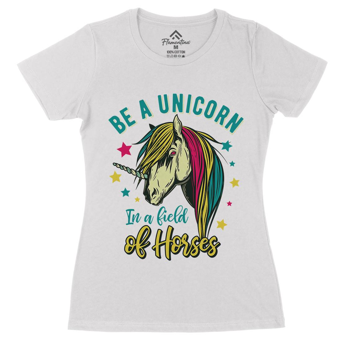 Unicorn Womens Organic Crew Neck T-Shirt Animals C860