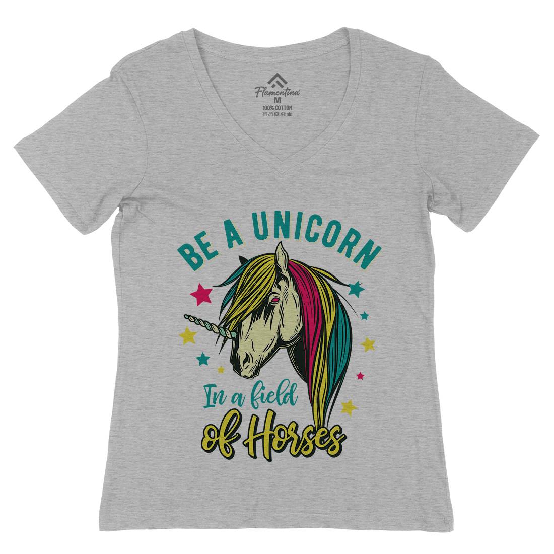 Unicorn Womens Organic V-Neck T-Shirt Animals C860