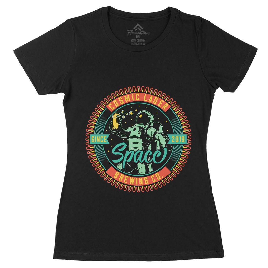 Cosmic Lager Womens Organic Crew Neck T-Shirt Drinks C861