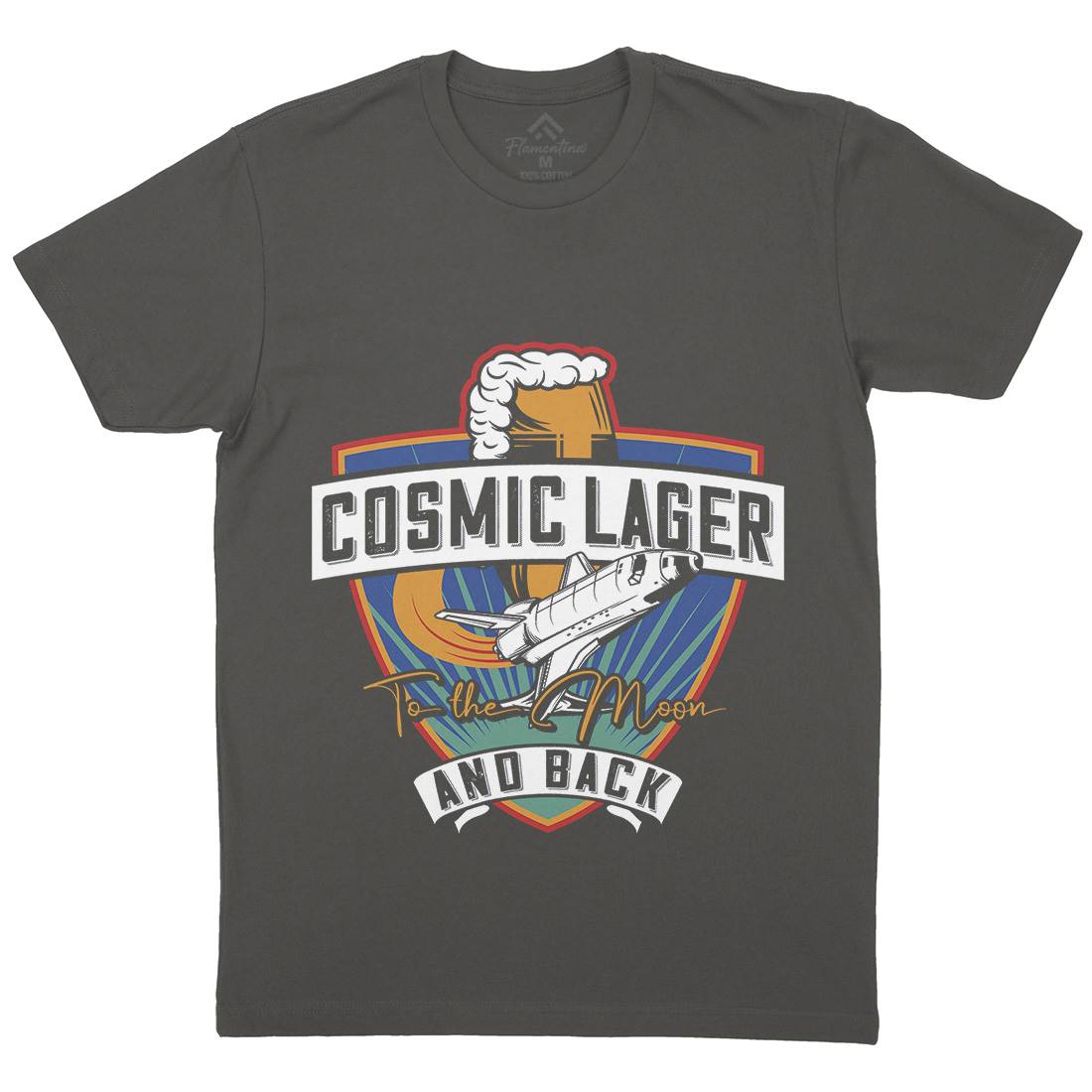 Cosmic Lager Mens Organic Crew Neck T-Shirt Drinks C862