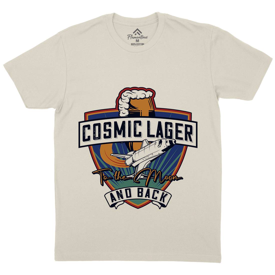 Cosmic Lager Mens Organic Crew Neck T-Shirt Drinks C862
