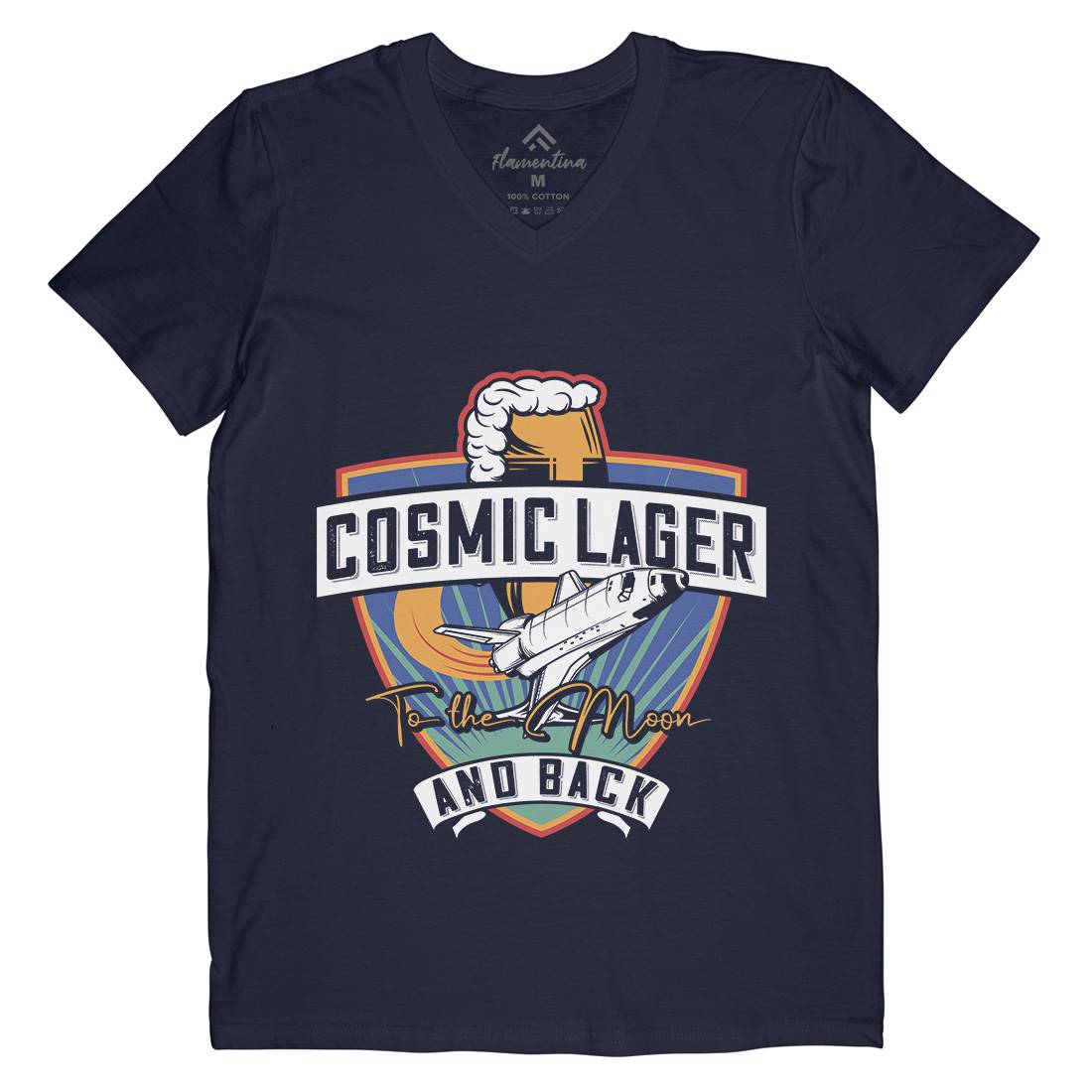 Cosmic Lager Mens V-Neck T-Shirt Drinks C862