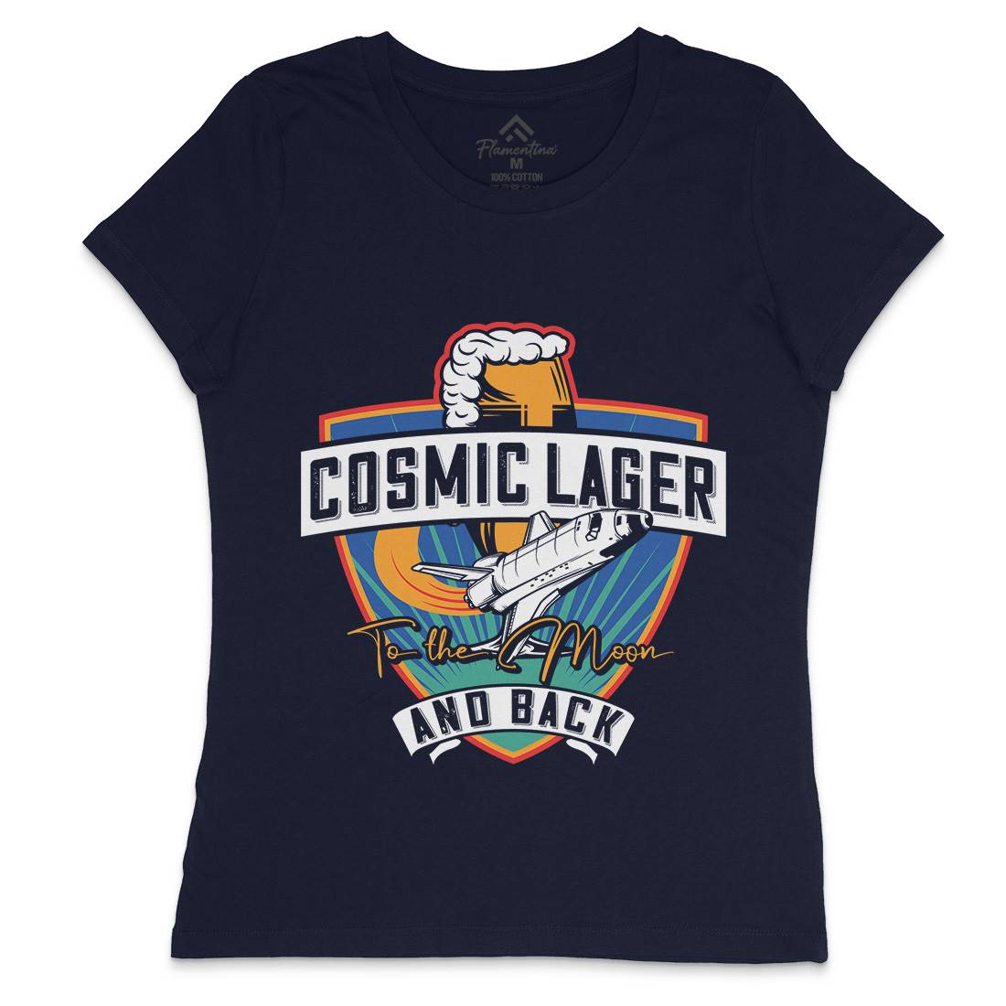 Cosmic Lager Womens Crew Neck T-Shirt Drinks C862