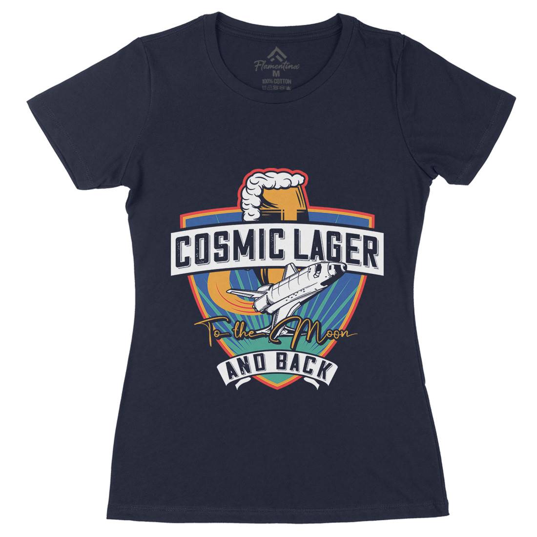 Cosmic Lager Womens Organic Crew Neck T-Shirt Drinks C862
