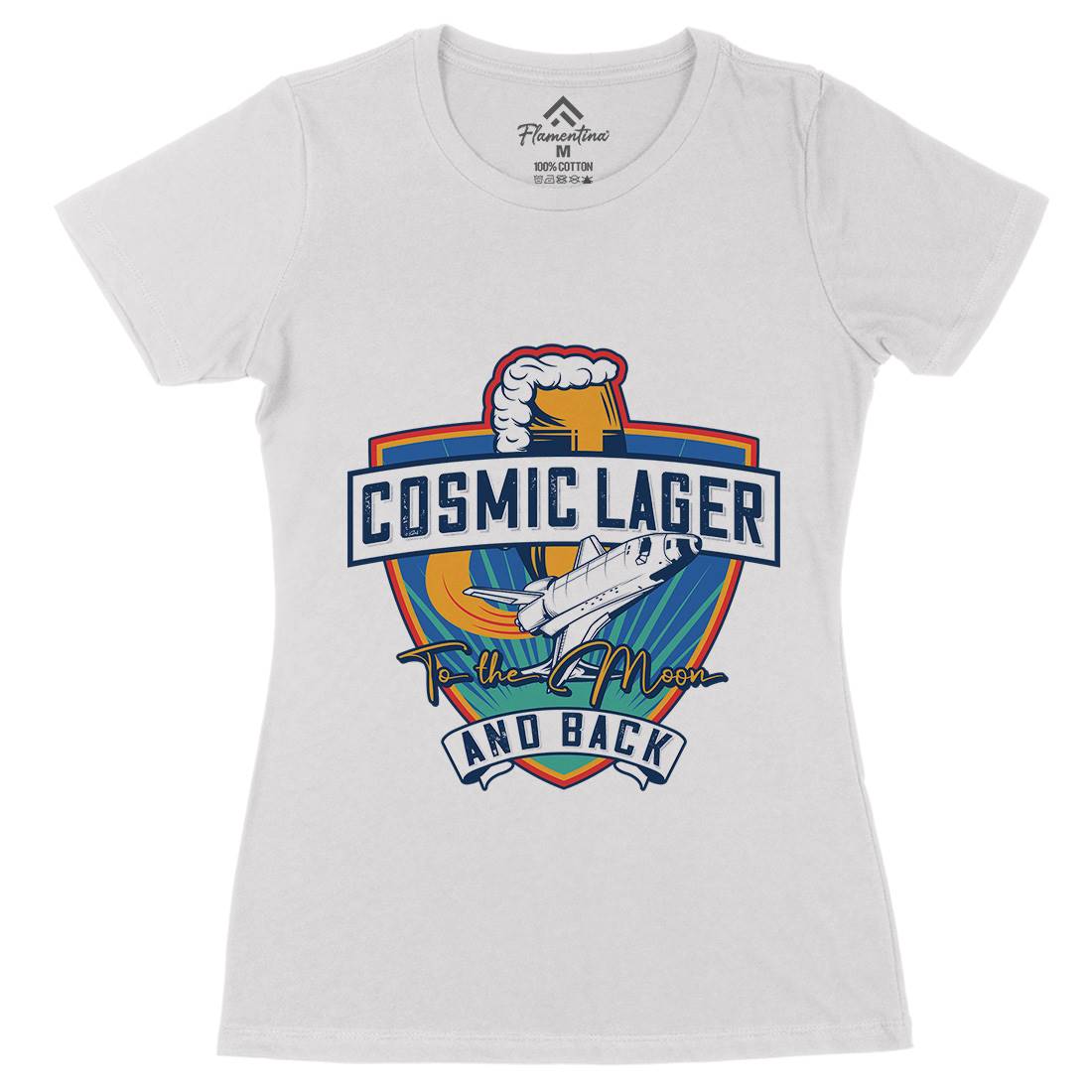 Cosmic Lager Womens Organic Crew Neck T-Shirt Drinks C862