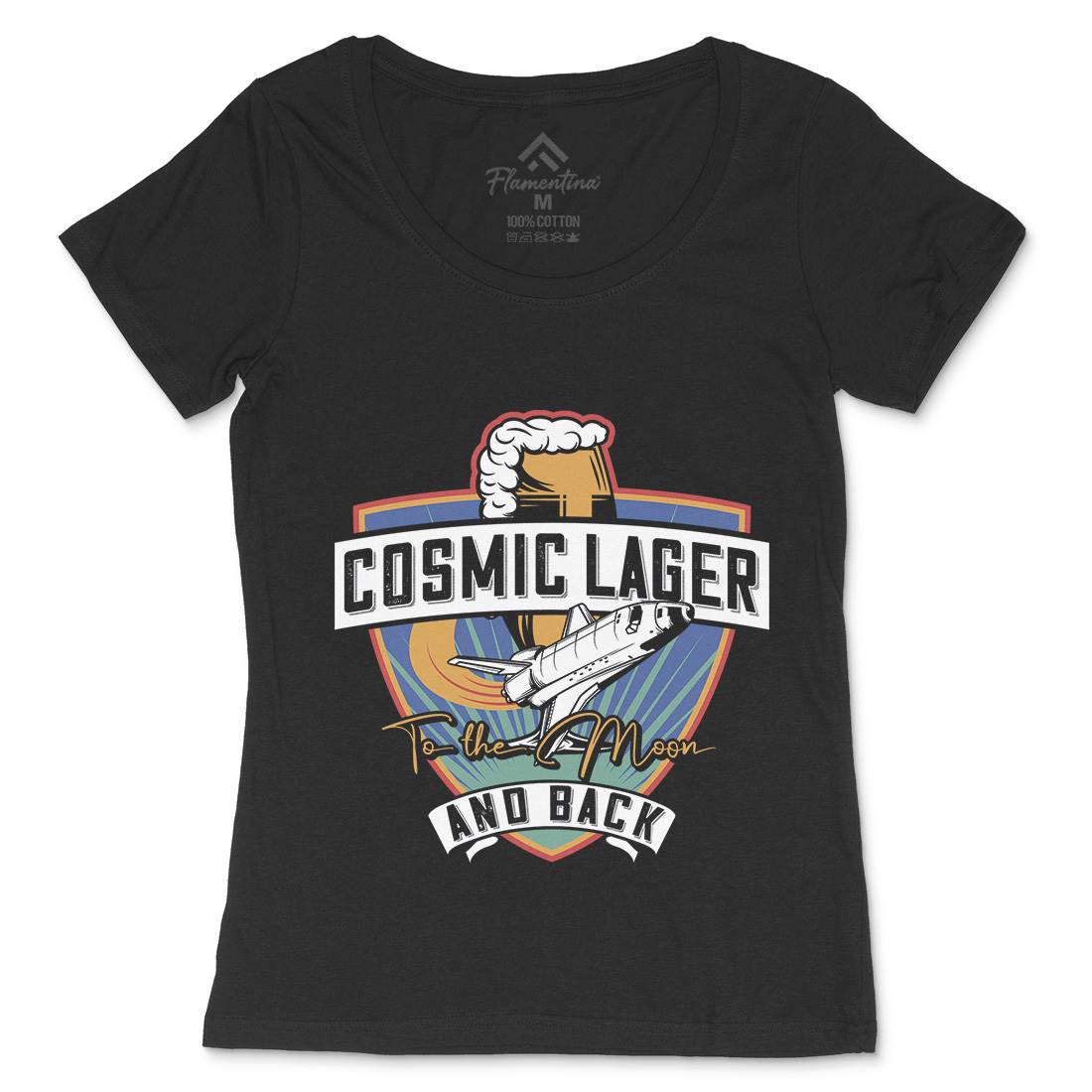 Cosmic Lager Womens Scoop Neck T-Shirt Drinks C862