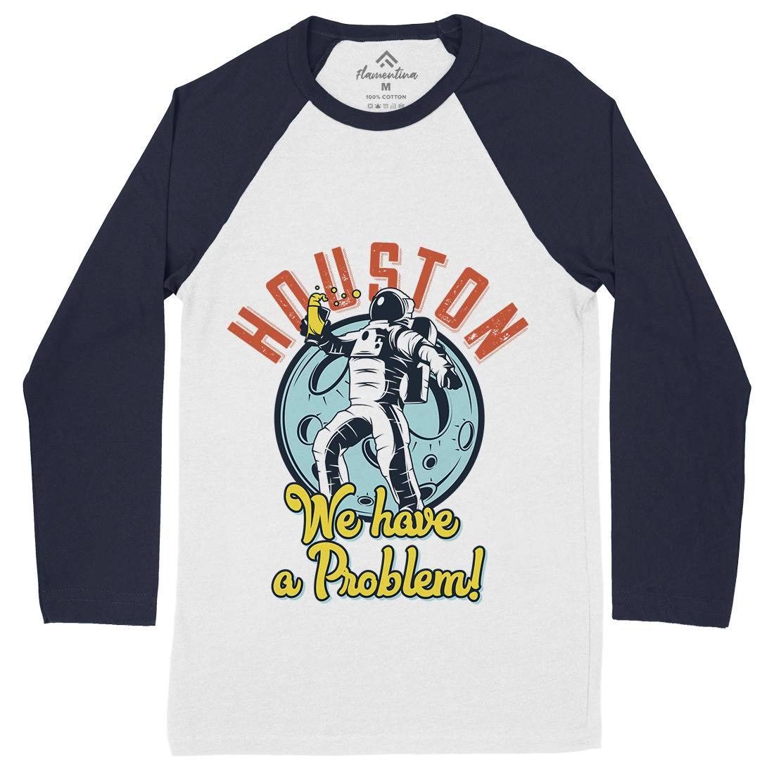 Houston Lager Mens Long Sleeve Baseball T-Shirt Drinks C863