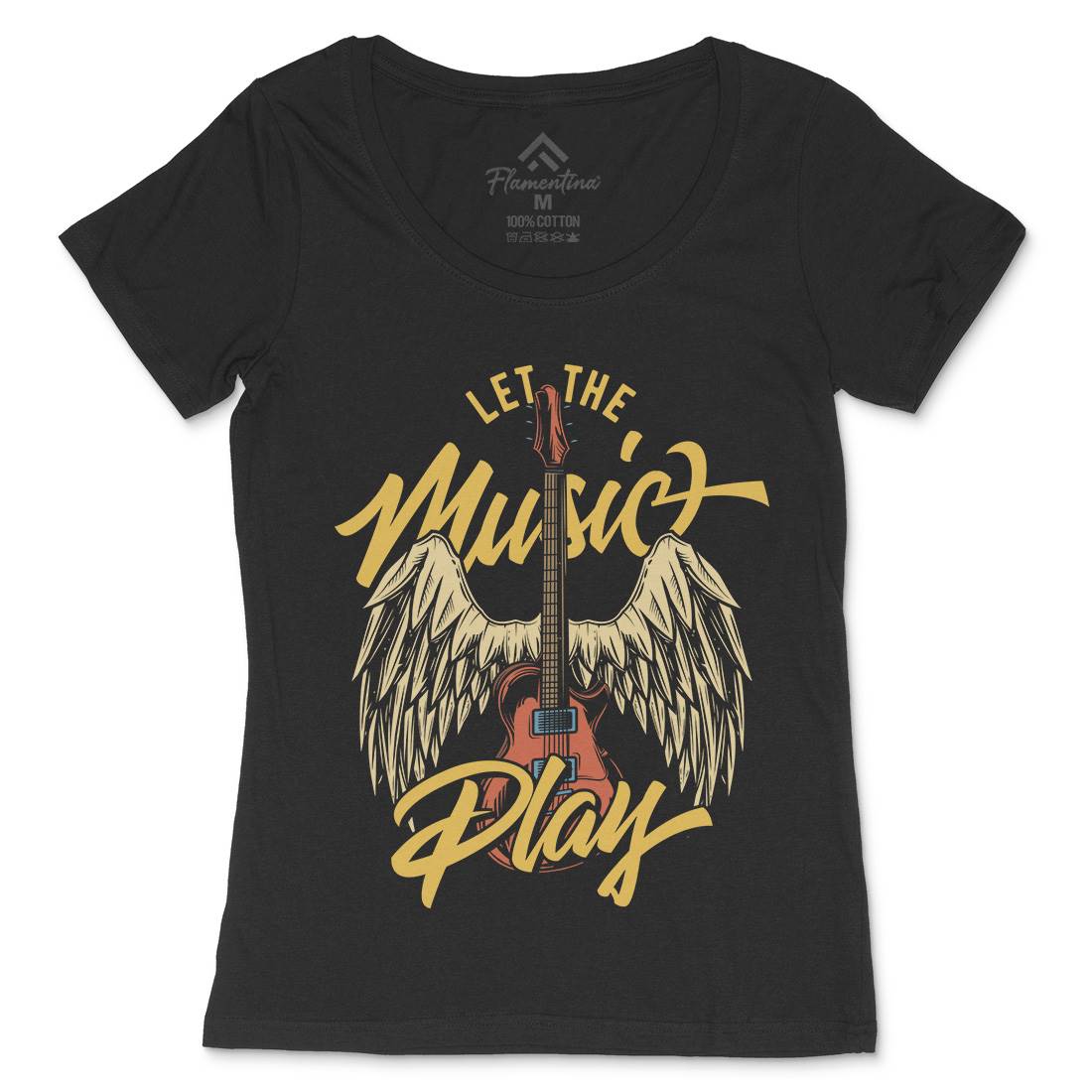 Let The Womens Scoop Neck T-Shirt Music C864